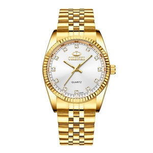 CHENXI Luxury Couple Watch Golden Fashion Stainless Steel Lovers Watch Quartz Wrist Watches For Women & Men Analog Wristwatch - Hanzlah Naik