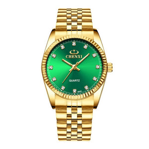CHENXI Luxury Couple Watch Golden Fashion Stainless Steel Lovers Watch Quartz Wrist Watches For Women & Men Analog Wristwatch - Hanzlah Naik