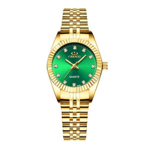 CHENXI Luxury Couple Watch Golden Fashion Stainless Steel Lovers Watch Quartz Wrist Watches For Women & Men Analog Wristwatch - Hanzlah Naik